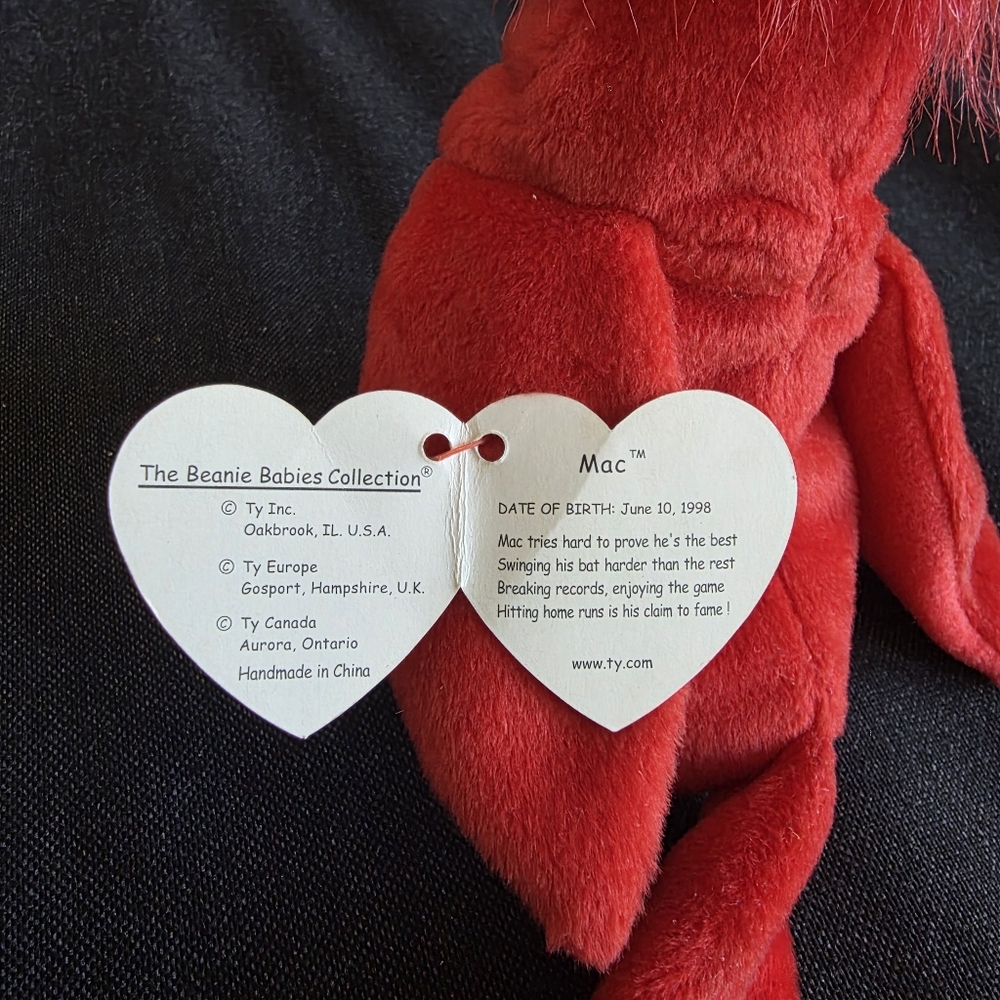 *Rare* Ty Beanie Baby Original "MAC the Cardinal" Born June 10, 1998. - Picture 4 of 4